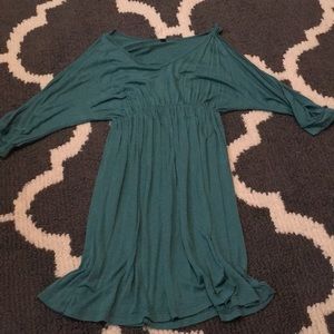 Teal cold shoulder dress